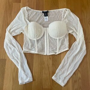 White lace long sleeve top